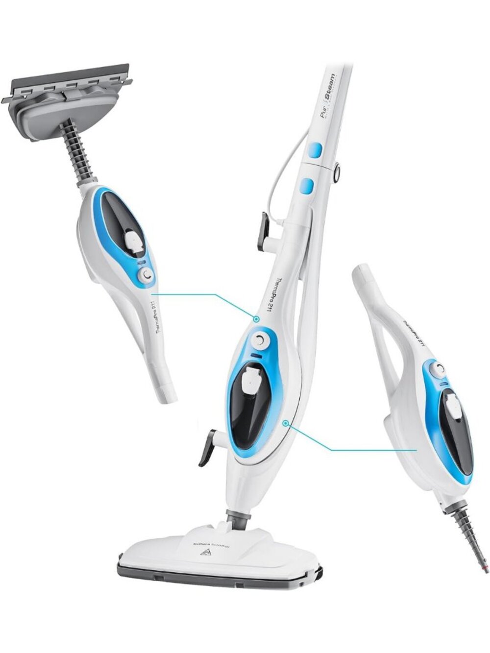 10-in-1 Steam Mop & Handheld Cleaner for Tile & Hardwood Floors - Multi-Surface